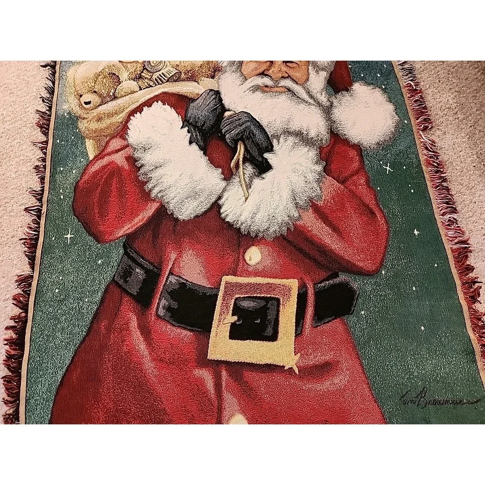 Browning Special Delivery Santa Toys Sparkle Tapestry Woven‎ Throw Afghan USA